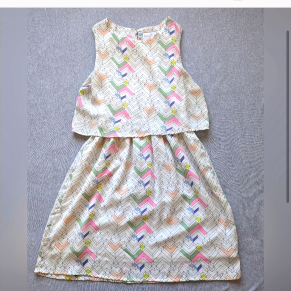 ModCloth Compania Fantastica Chevron Tiered Mini Dress M EUC Pop Art Abstract - Picture 7 of 16